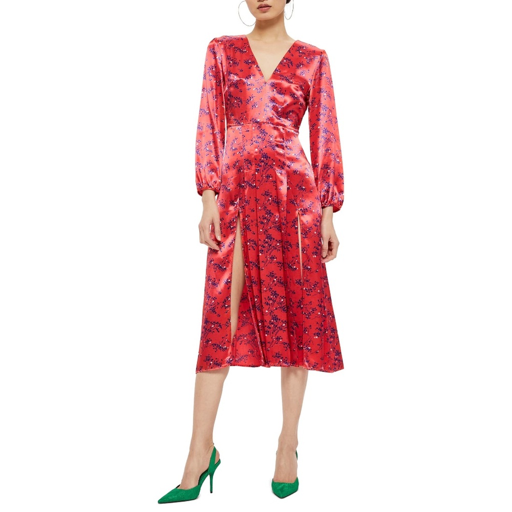 Elegant Red Floral Dress